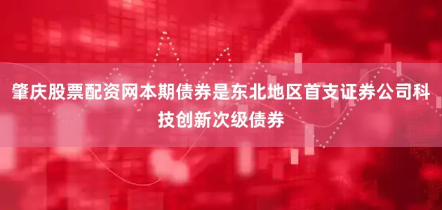 肇庆股票配资网本期债券是东北地区首支证券公司科技创新次级债券
